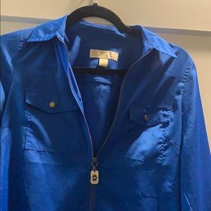 Michael Kors zip up blouse in blue